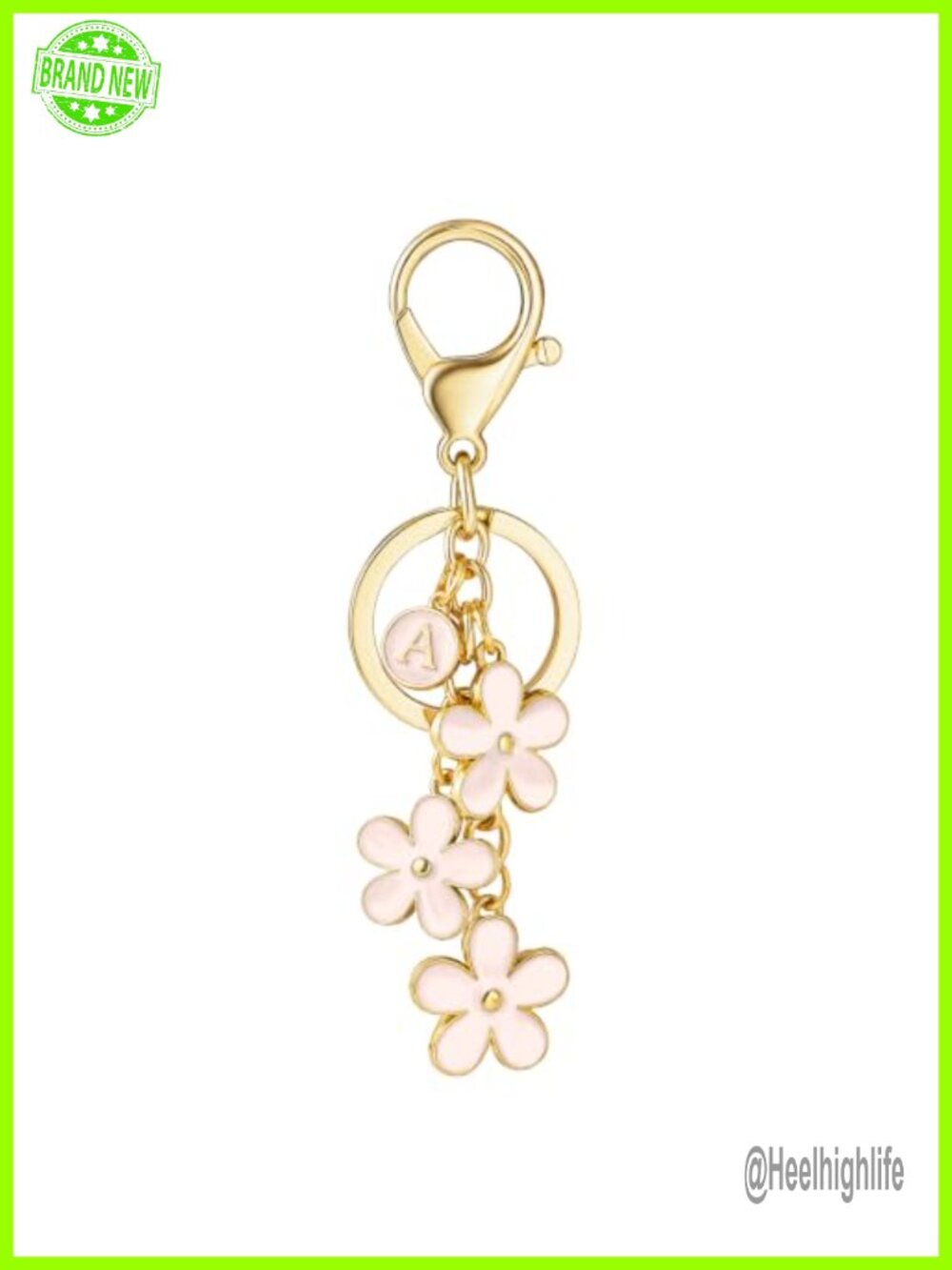 Initial Keychain Flower Purse Charm for Handbag Backpack Women